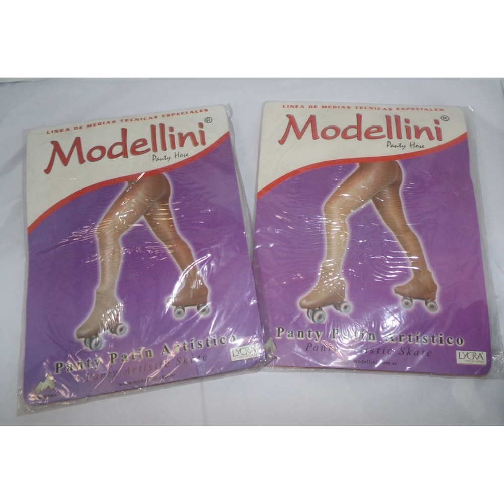 Vintage 2PK Modellini‎ Panty Hose Over Boot Artistic Skate Tights~SZ 2